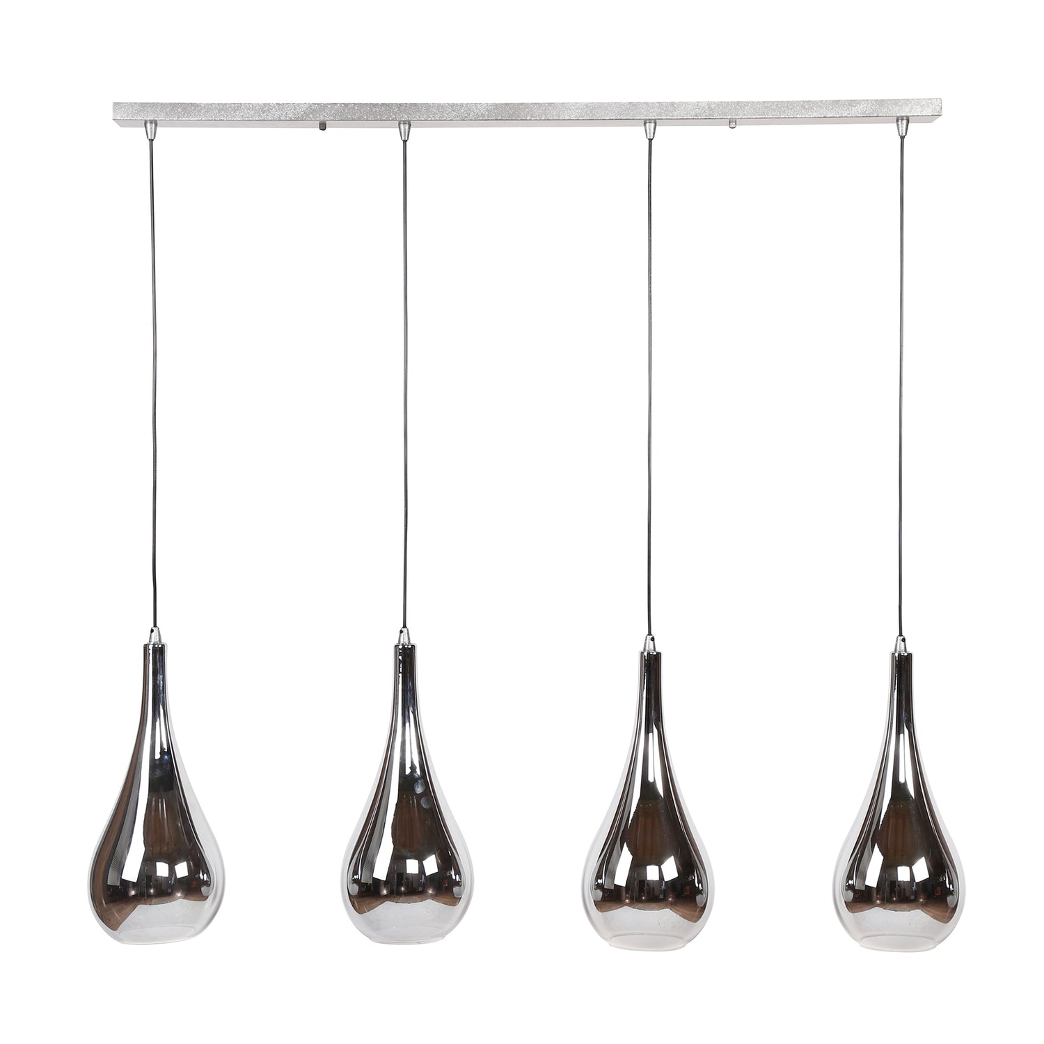 Hanglamp met 4 lampen silver drop glass - 130x20x150 cm - Chromed - Glas