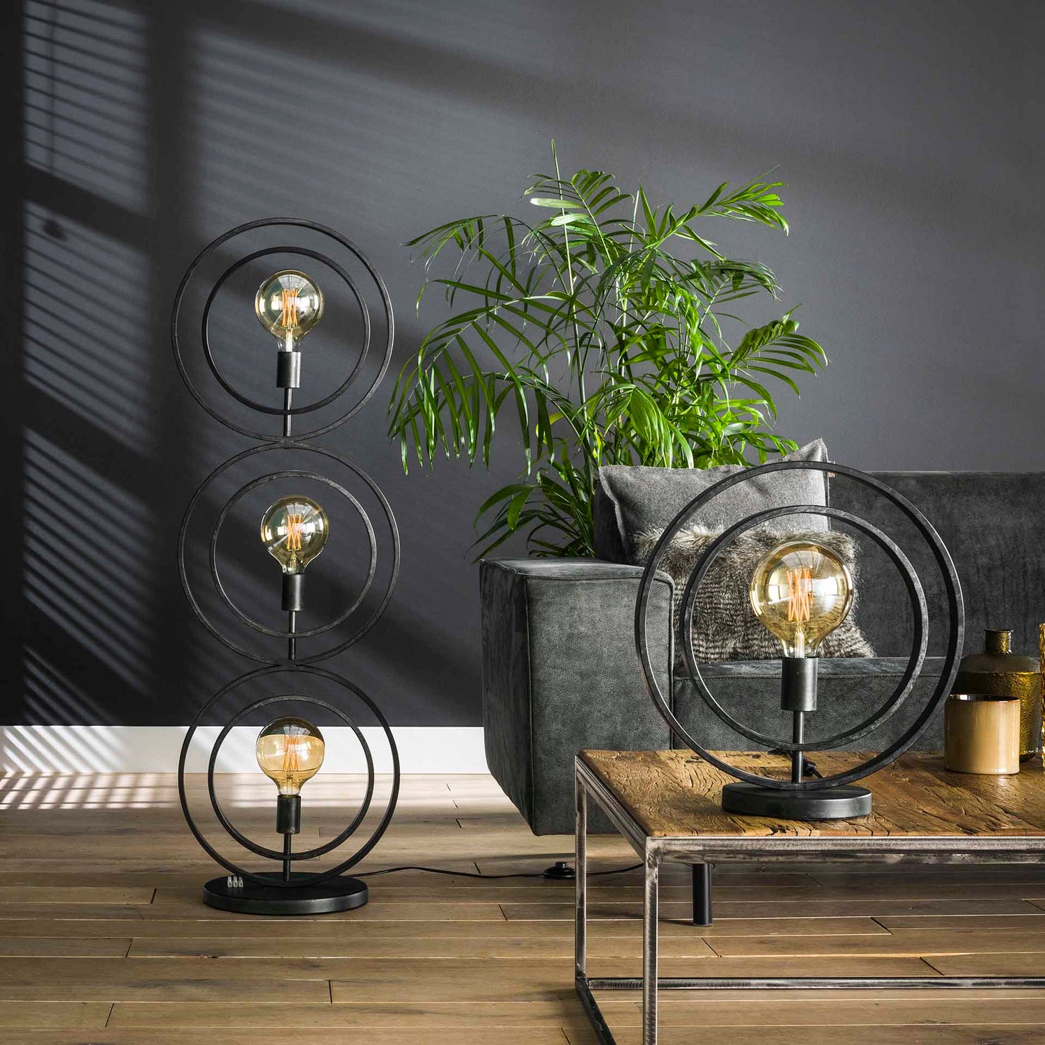 Vloerlamp met 3 lampen Turn Around - 40x30x124 cm - Charcoal