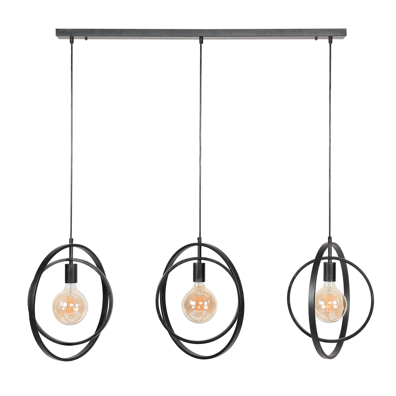 Hanglamp met 3 Lampen Turn Around - 130x30x150 cm - Charcoal