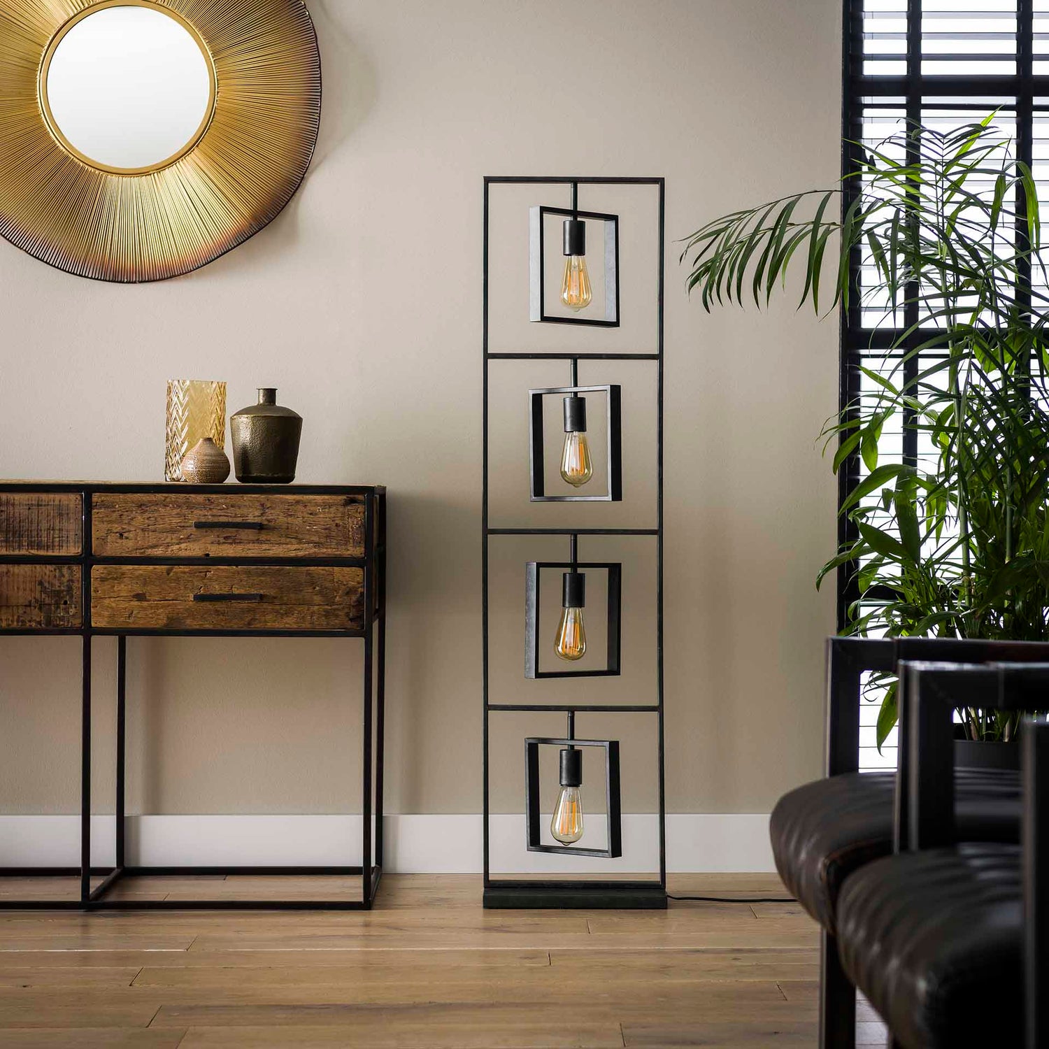 Vloerlamp met 4 Lampen Turn Square - 35x22x140 cm - Charcoal