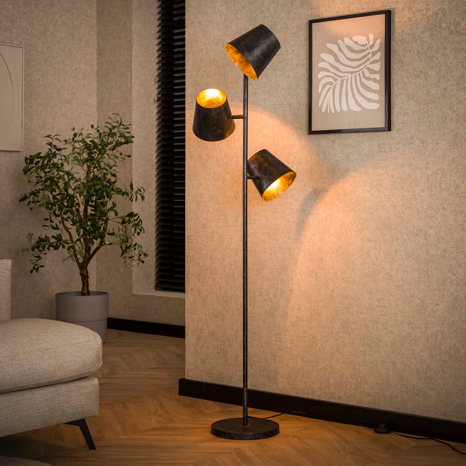 Vloerlamp met 3x Ø18 Kinetic - 40x40x167 cm - Charcoal