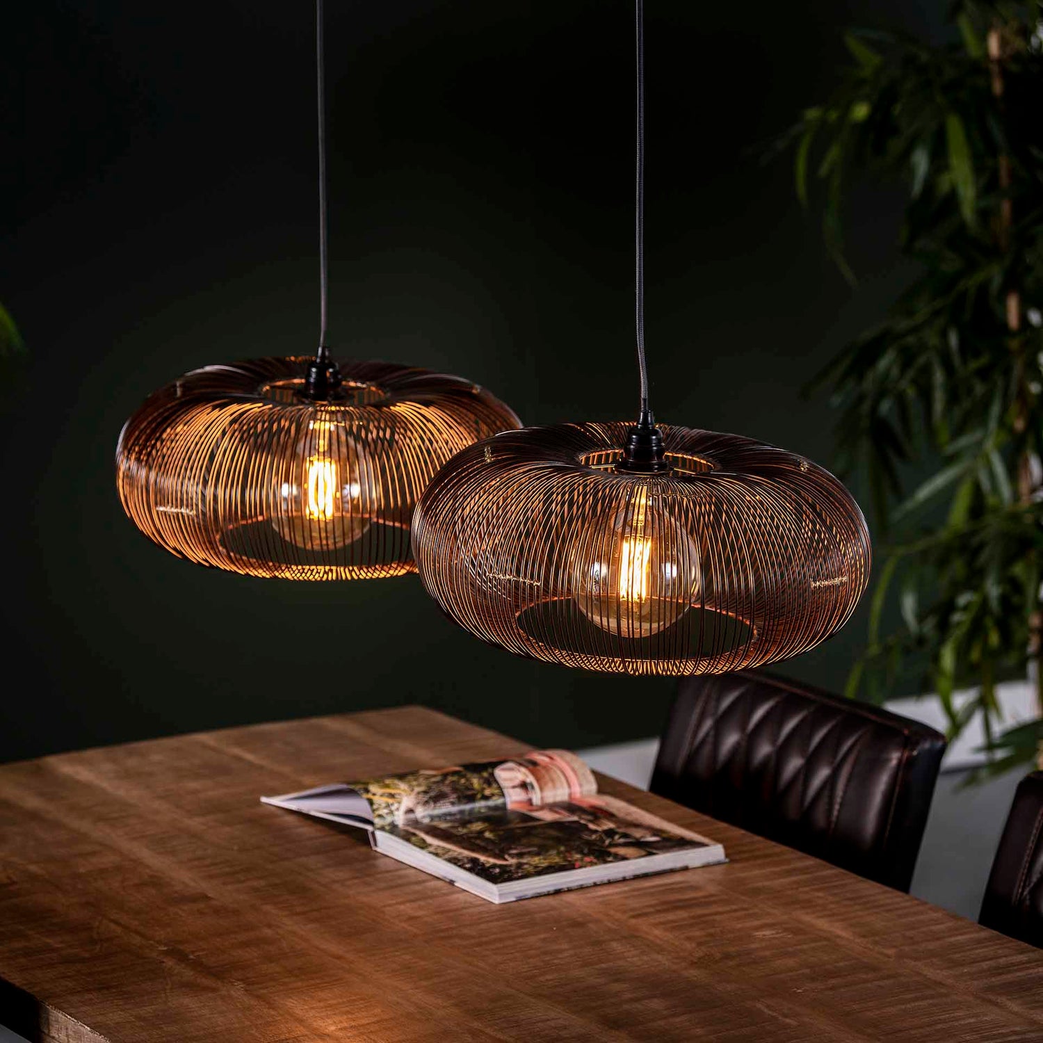 Hanglamp met 2 Lampen Copper Twist 2xØ43 - 102x43x150 cm - Zwart Nikkel