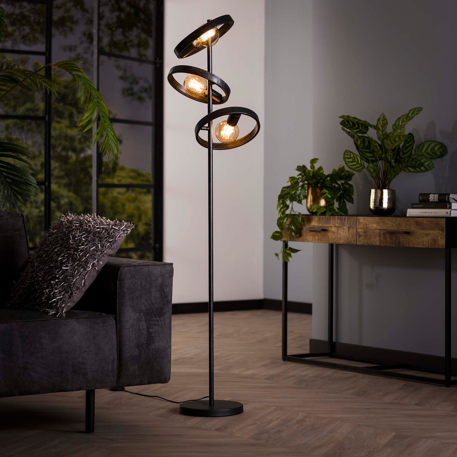 Vloerlamp 3L Hover - 40x40x155 cm - Charcoal