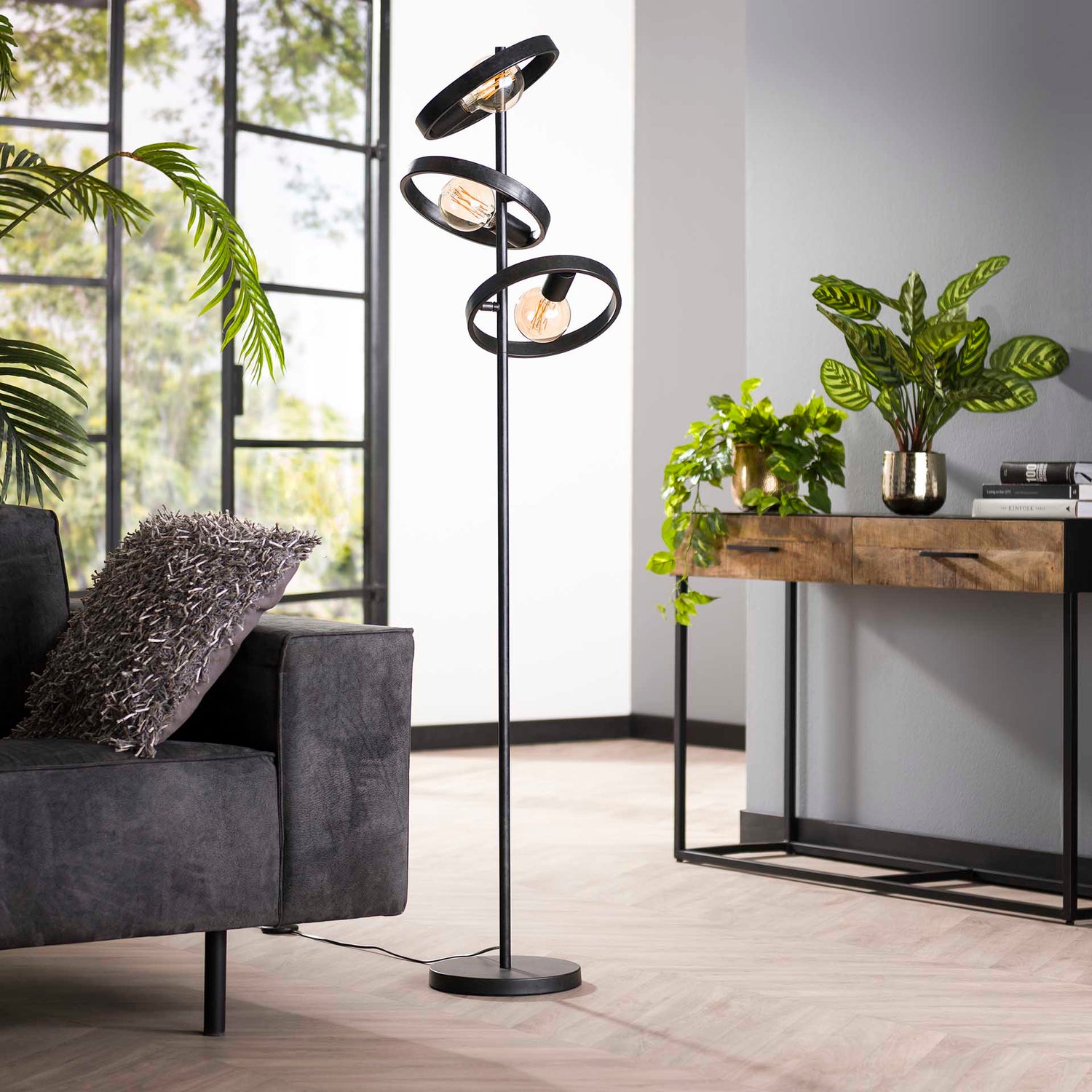 Vloerlamp 3L Hover - 40x40x155 cm - Charcoal