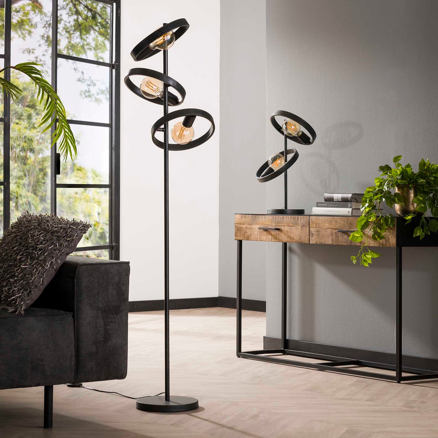Vloerlamp 3L Hover - 40x40x155 cm - Charcoal