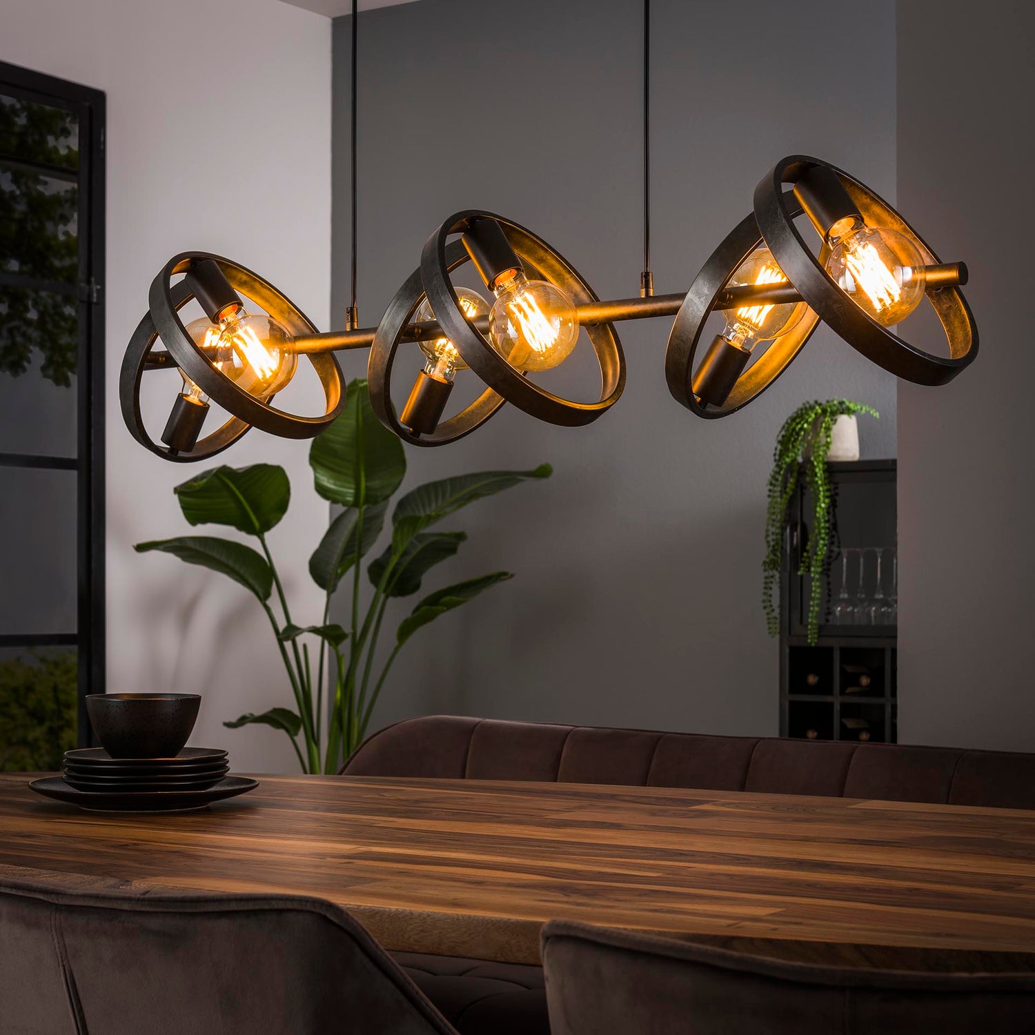Hanglamp met 6 Lampen Hover - 120x42x150 cm - Charcoal