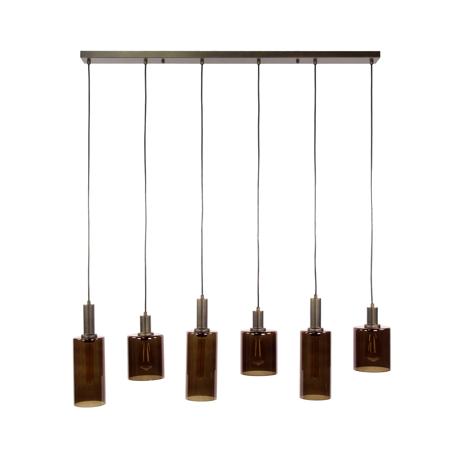Hanglamp met 6 Lampen Sepiora - 118x14x150 cm - Sienna Bruin