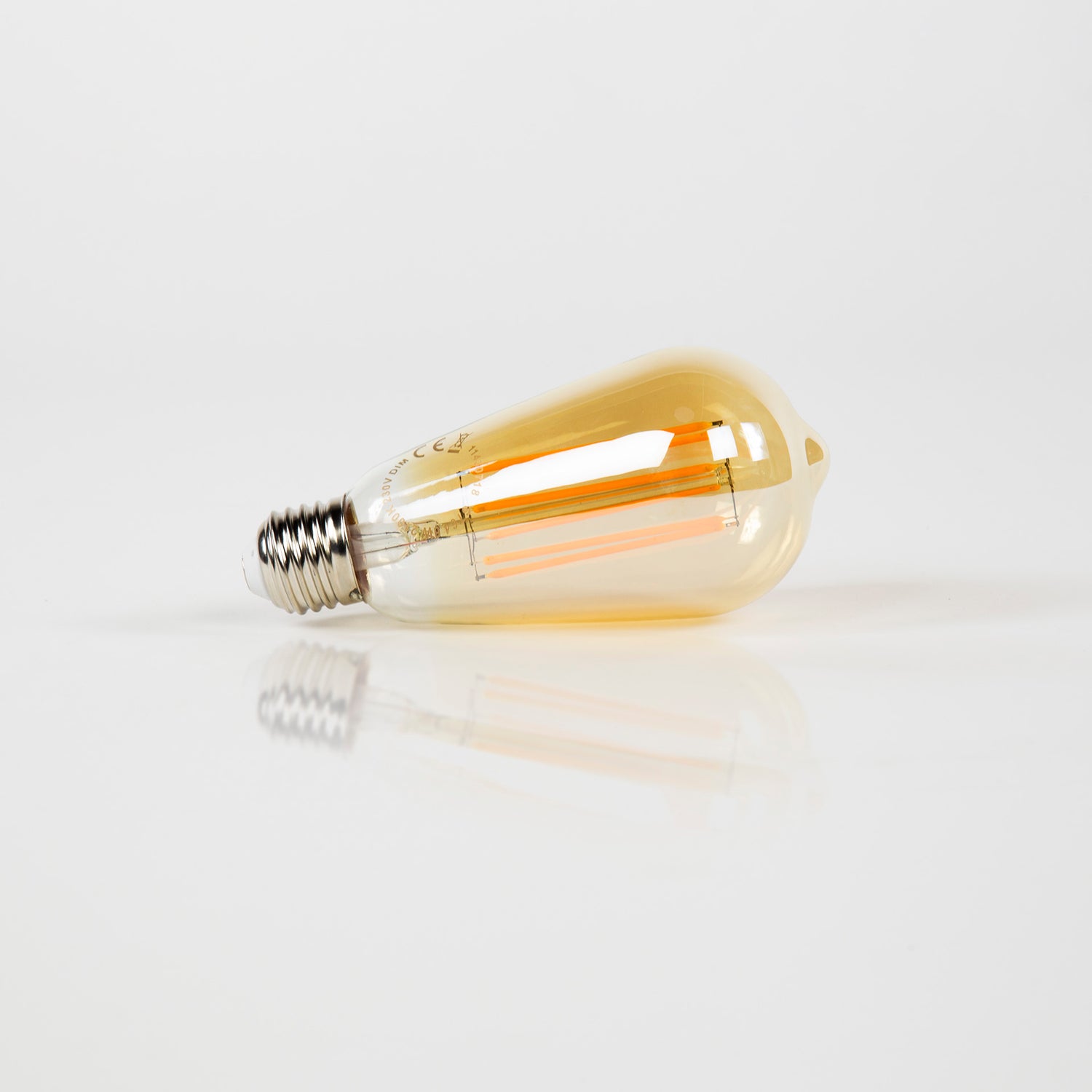 Lichtbron LED Filament Druppel - 6,4x6,4x14 cm - Amber - Glas