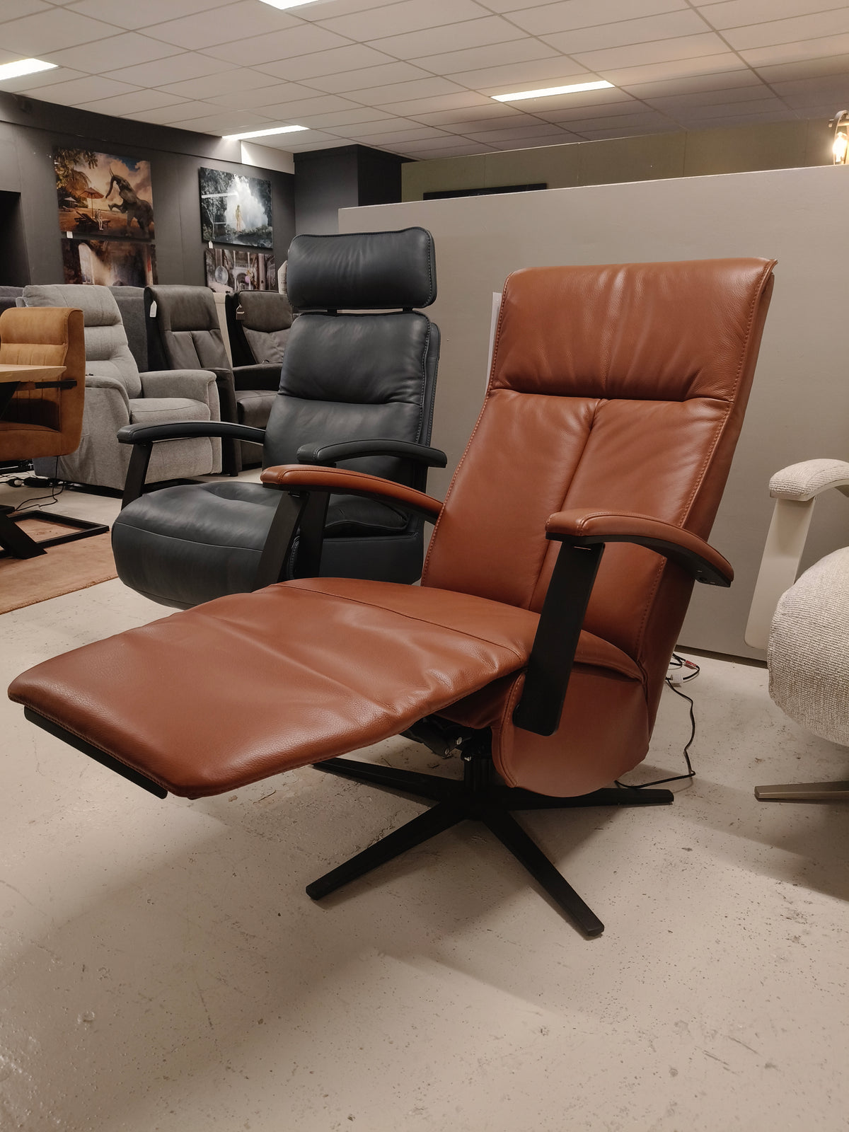 Releazz relaxfauteuil CV-144 - Lucca leder Cognac - Elek. 2 motoren - Incl. Accu