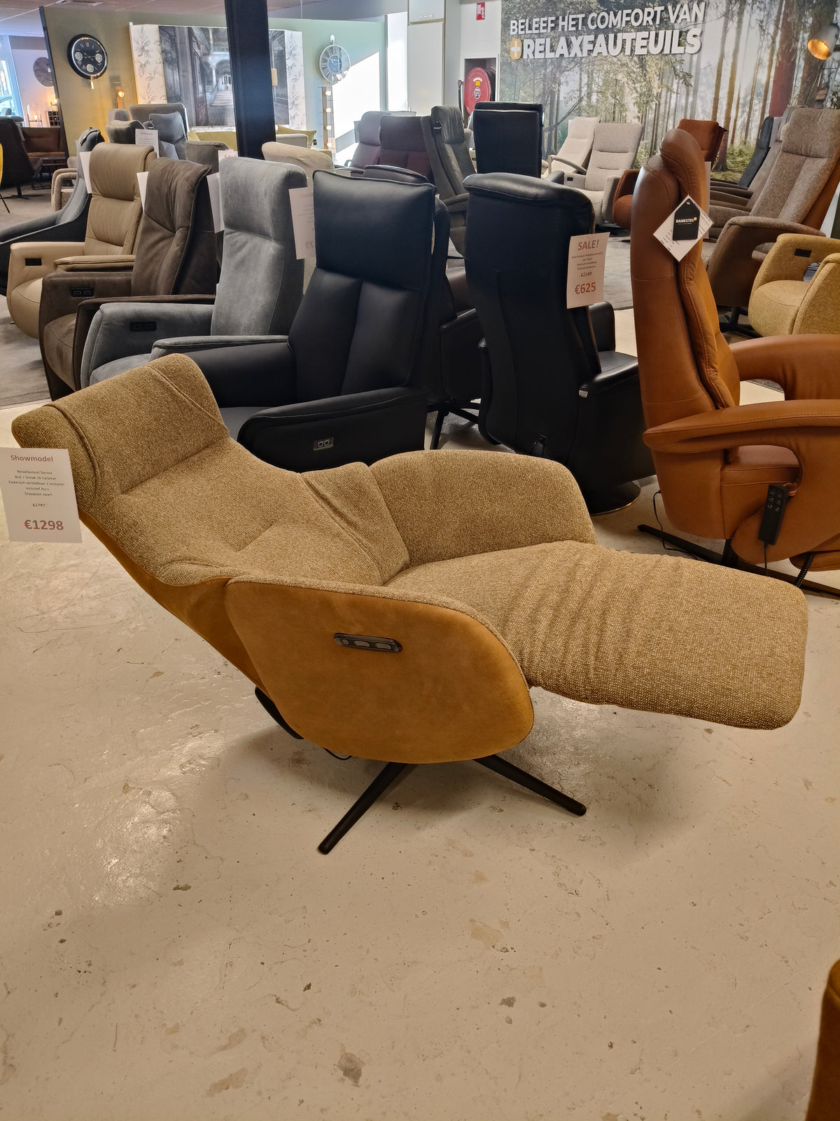 Relaxfauteuil Sienna - Bull + Sneak 16 Caramel - Elektrisch + Accu