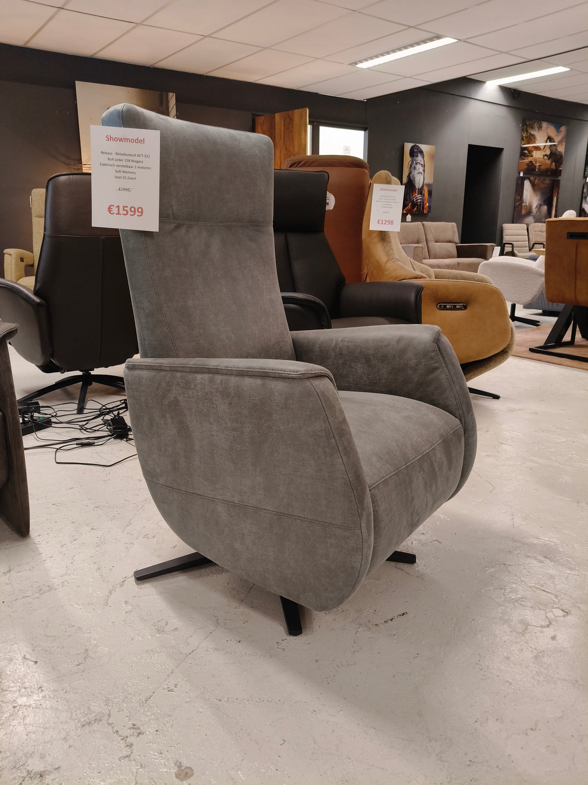 Releazz Relaxfauteuil ACT-321 - Bull Leder 158 Niagara - Elektrisch 2 motoren