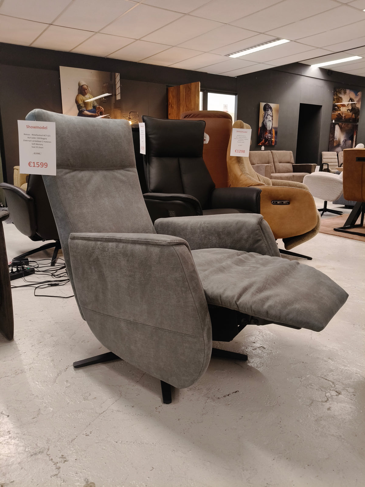 Releazz Relaxfauteuil ACT-321 - Bull Leder 158 Niagara - Elektrisch 2 motoren