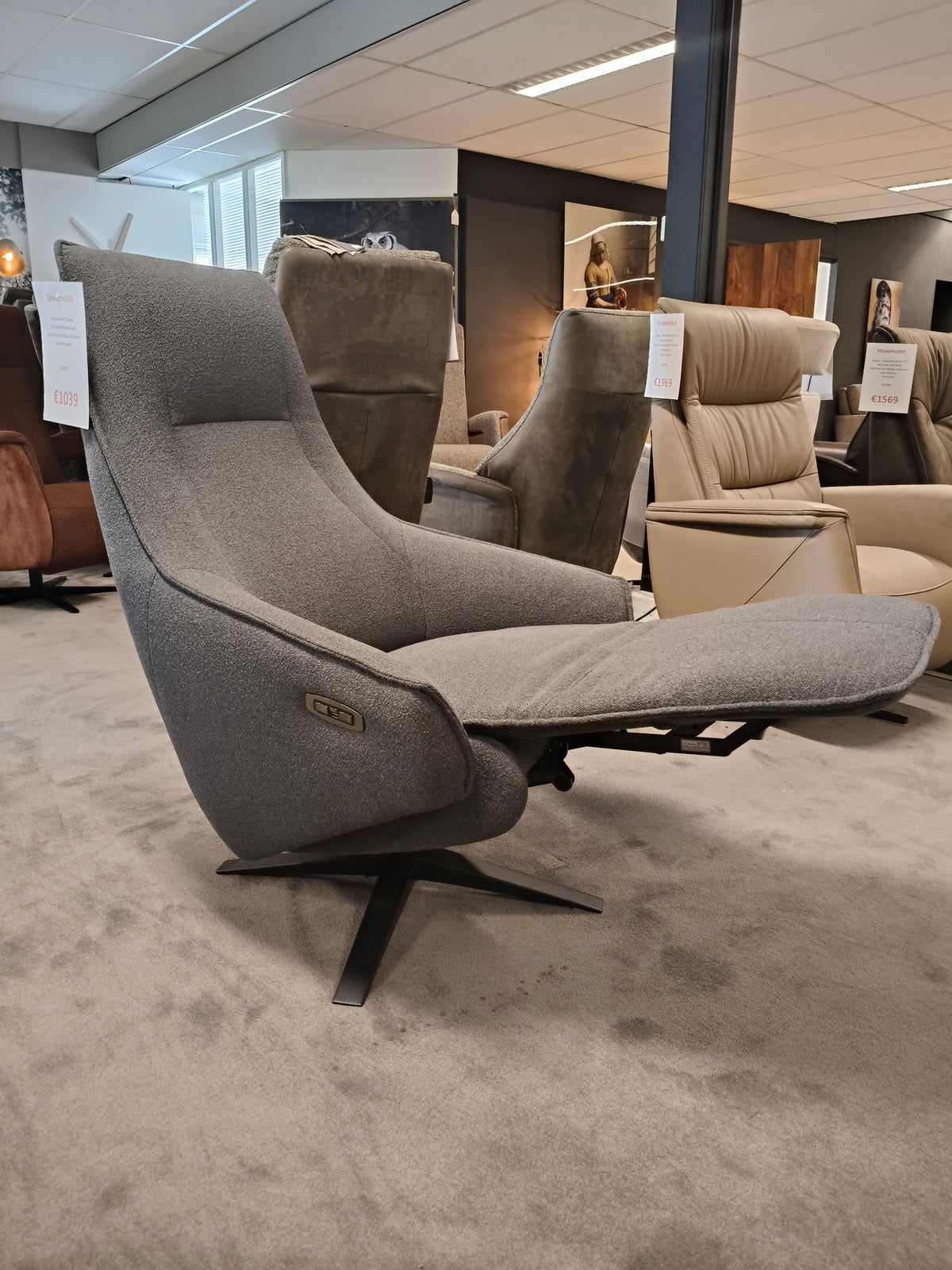 Relaxfauteuil Cosenza - Stof Flake 454 Dark Grey - Elektrisch 2 motoren