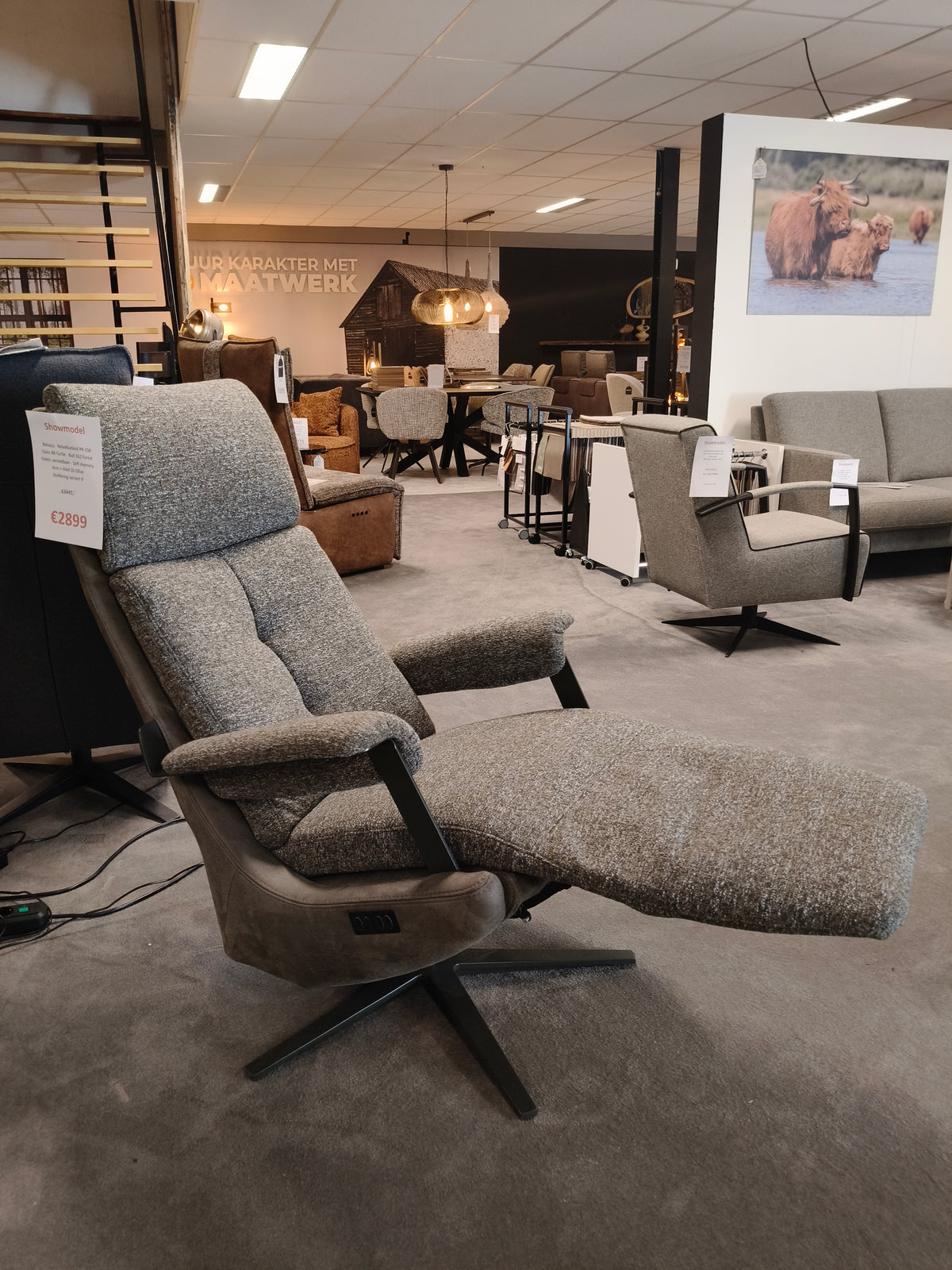 Releazz Relaxfauteuil PR-158 - Oasis 88 Turtle + Bull 162 Forest - Elektrisch