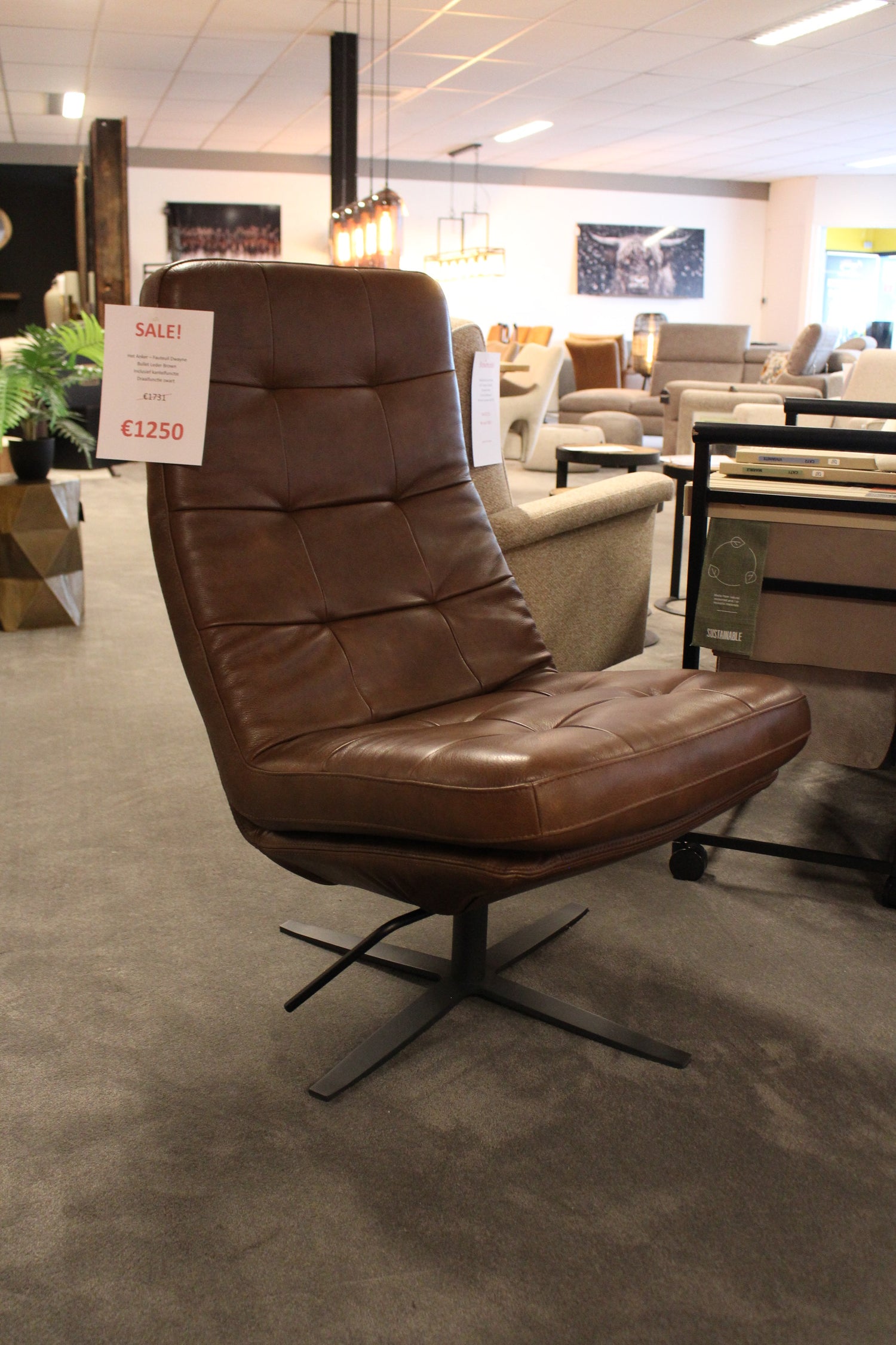 Het Anker - Fauteuil Dwayne - Bullet leder Brown - Incl. kantelfunctie
