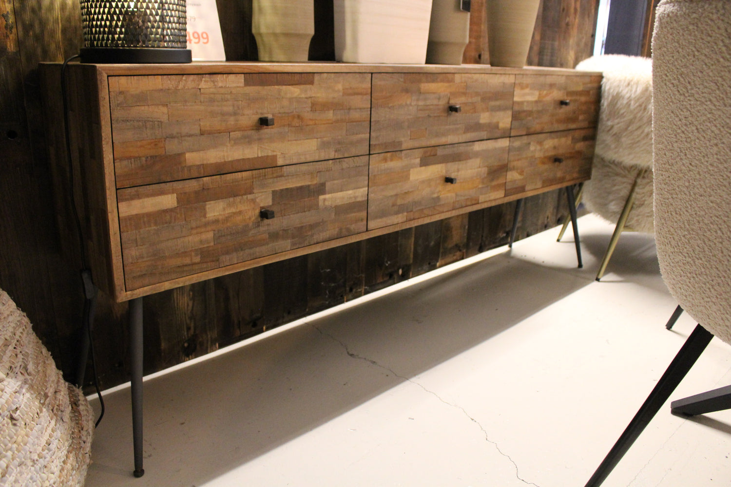 Dressoir Teca - 6 lades - Teak Greywash