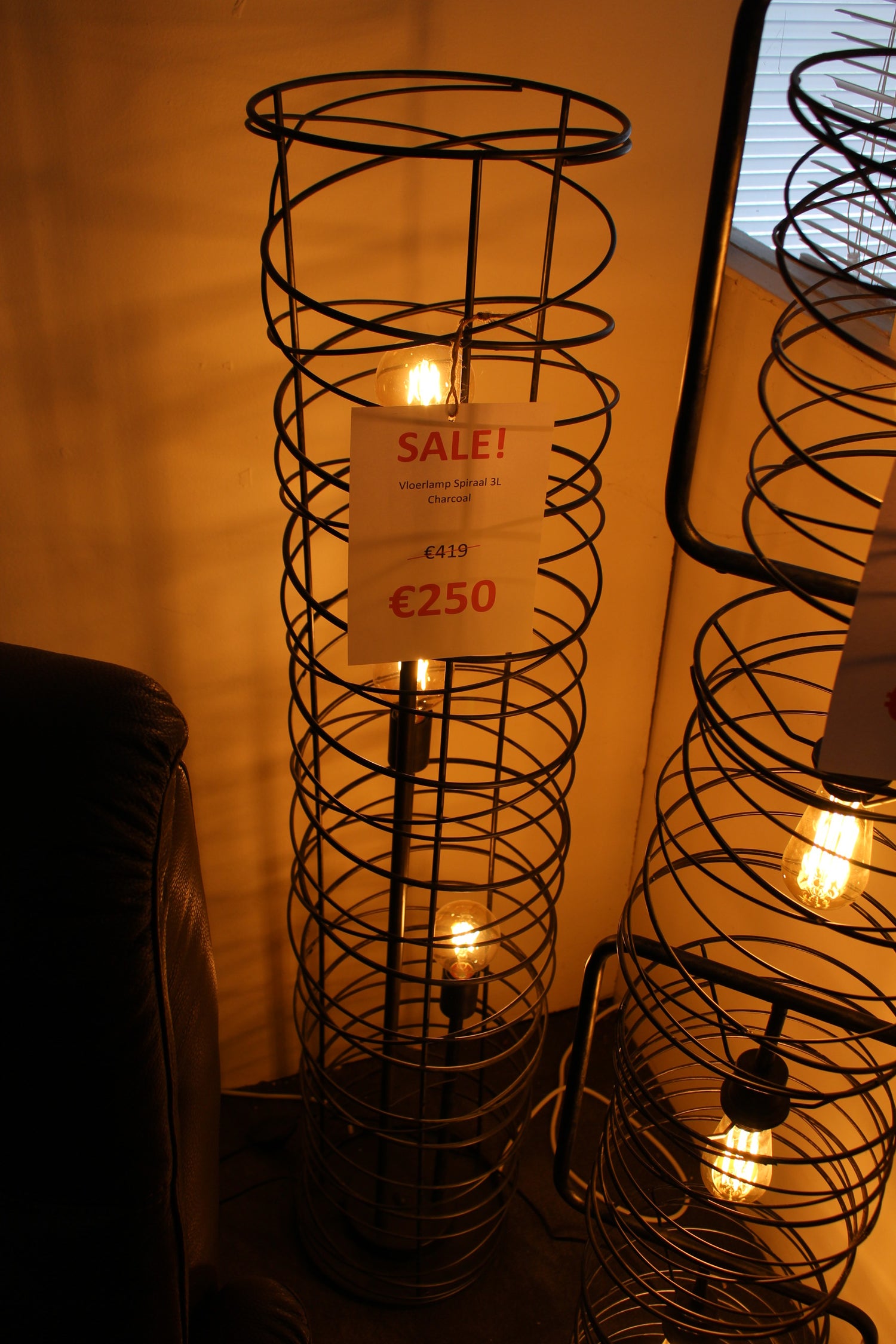 Vloerlamp Spiraal 3L - Charcoal