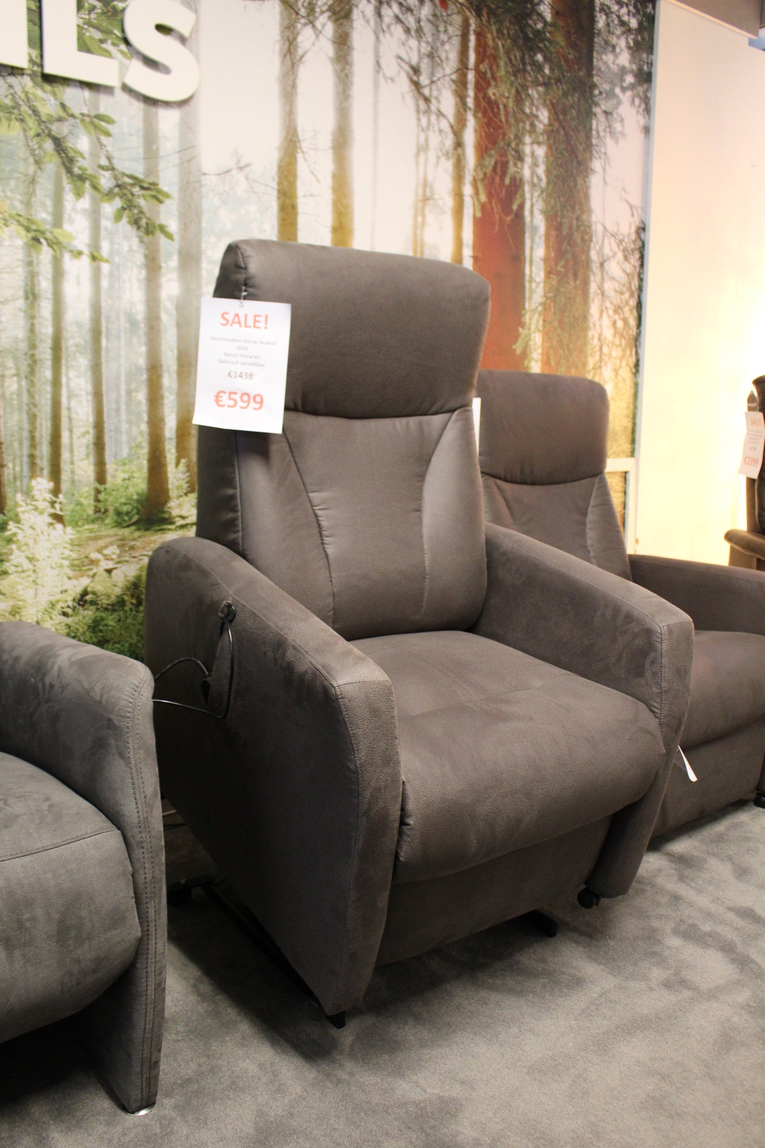 Hjort Knudsen Sta-op fauteuil 4320 - Ranch antraciet - Elektrisch