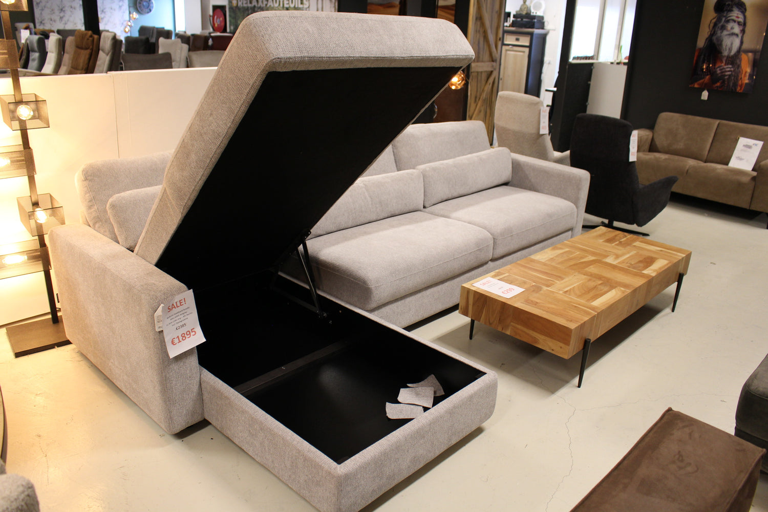 Belform Hoekbank Amelie - Mito 6305 Ashgrey - Incl. Opslagruimte