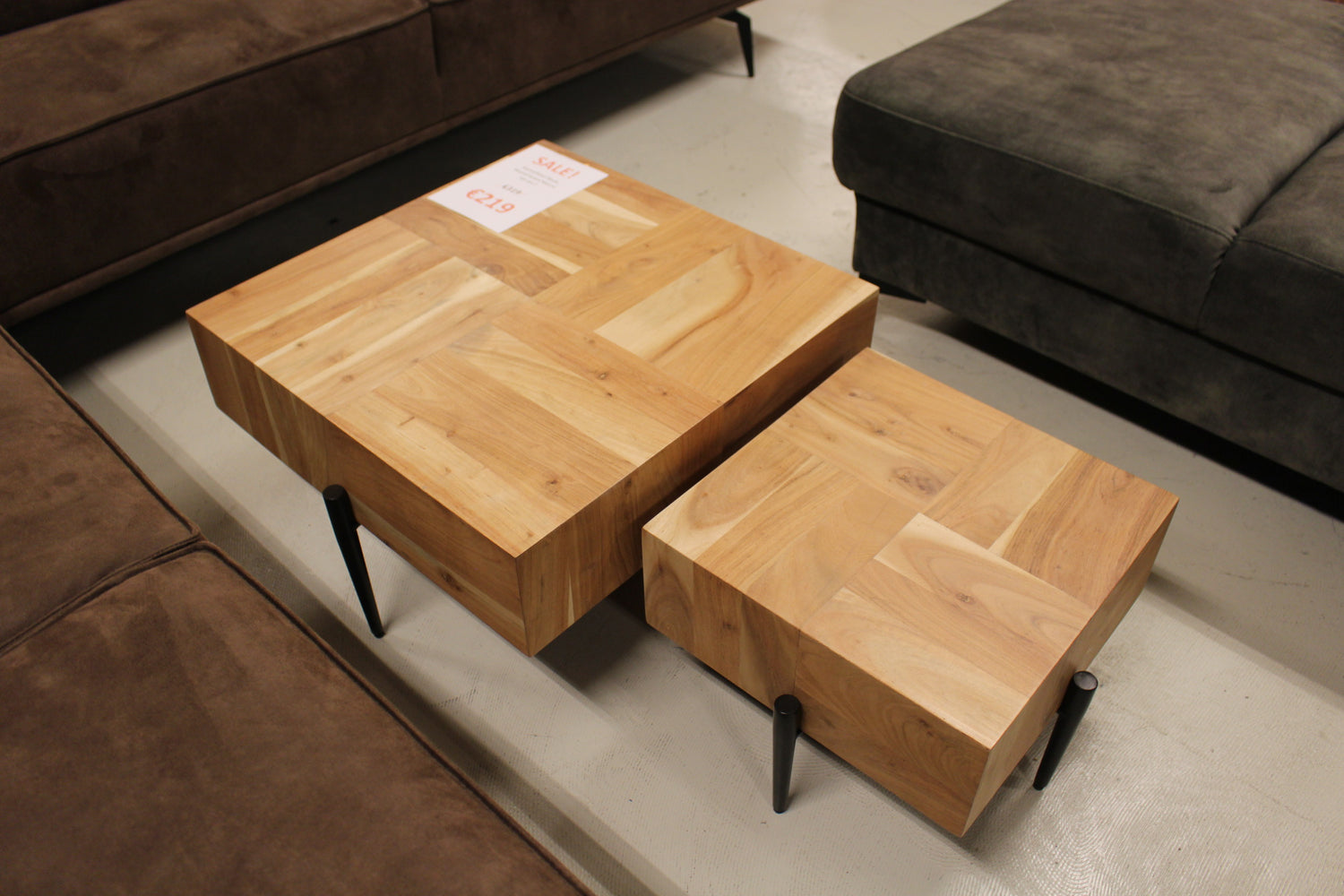Salontafelset Blocks - Massief Acacia Naturel - Set van 2