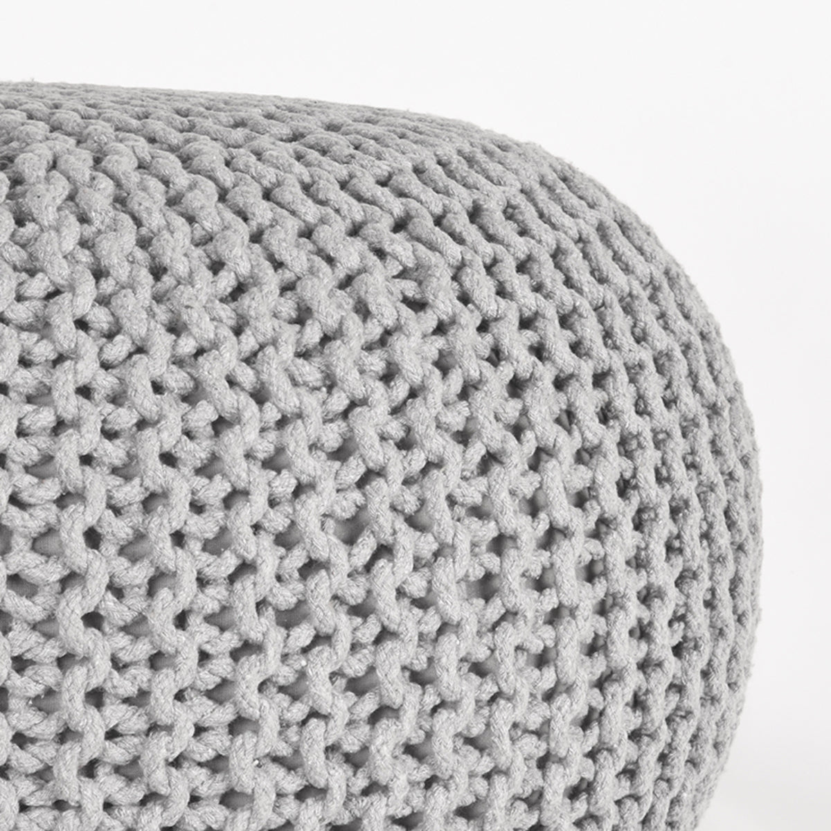LABEL51 Poef Gebreid - Lichtgrijs - Katoen - L