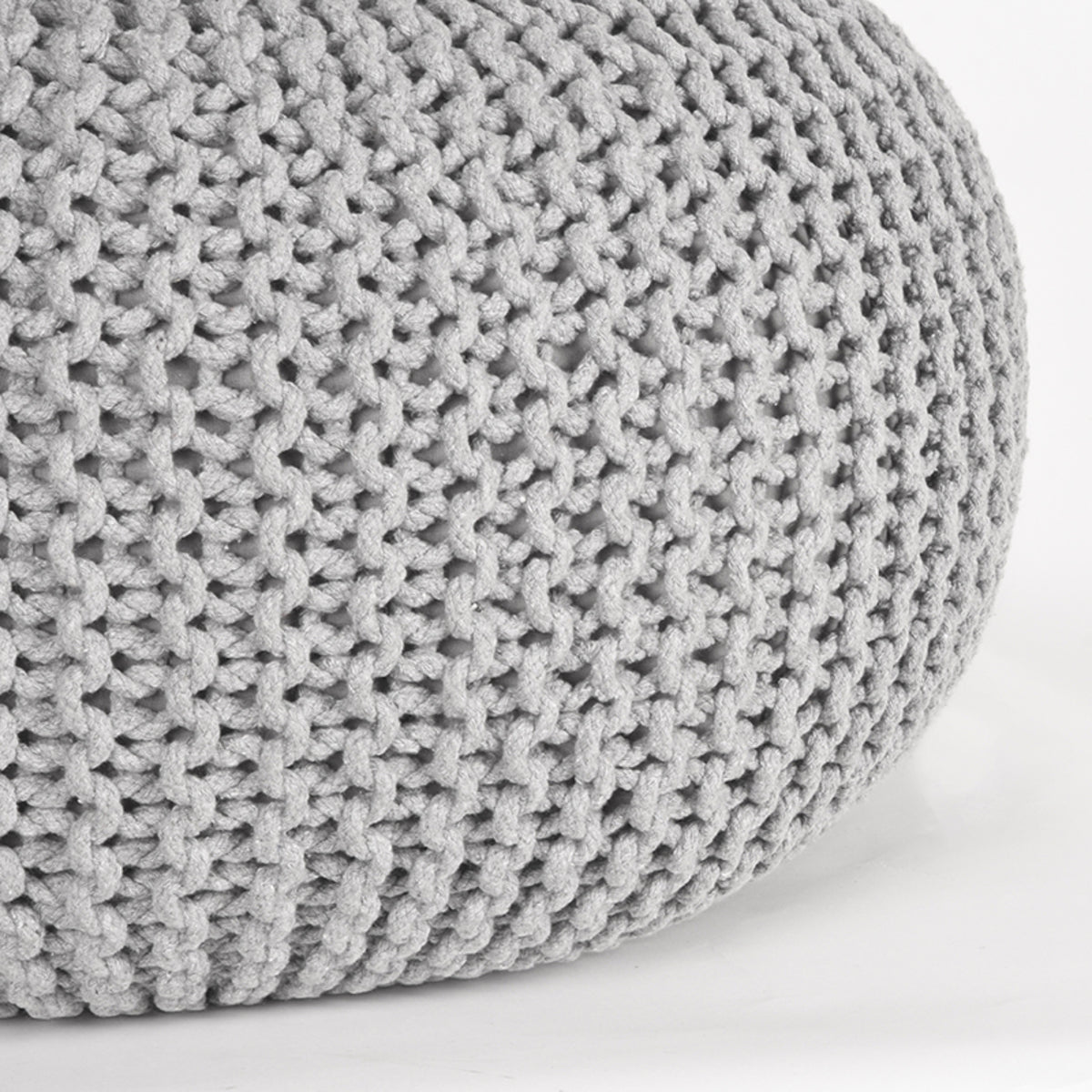 LABEL51 Poef Gebreid - Lichtgrijs - Katoen - L