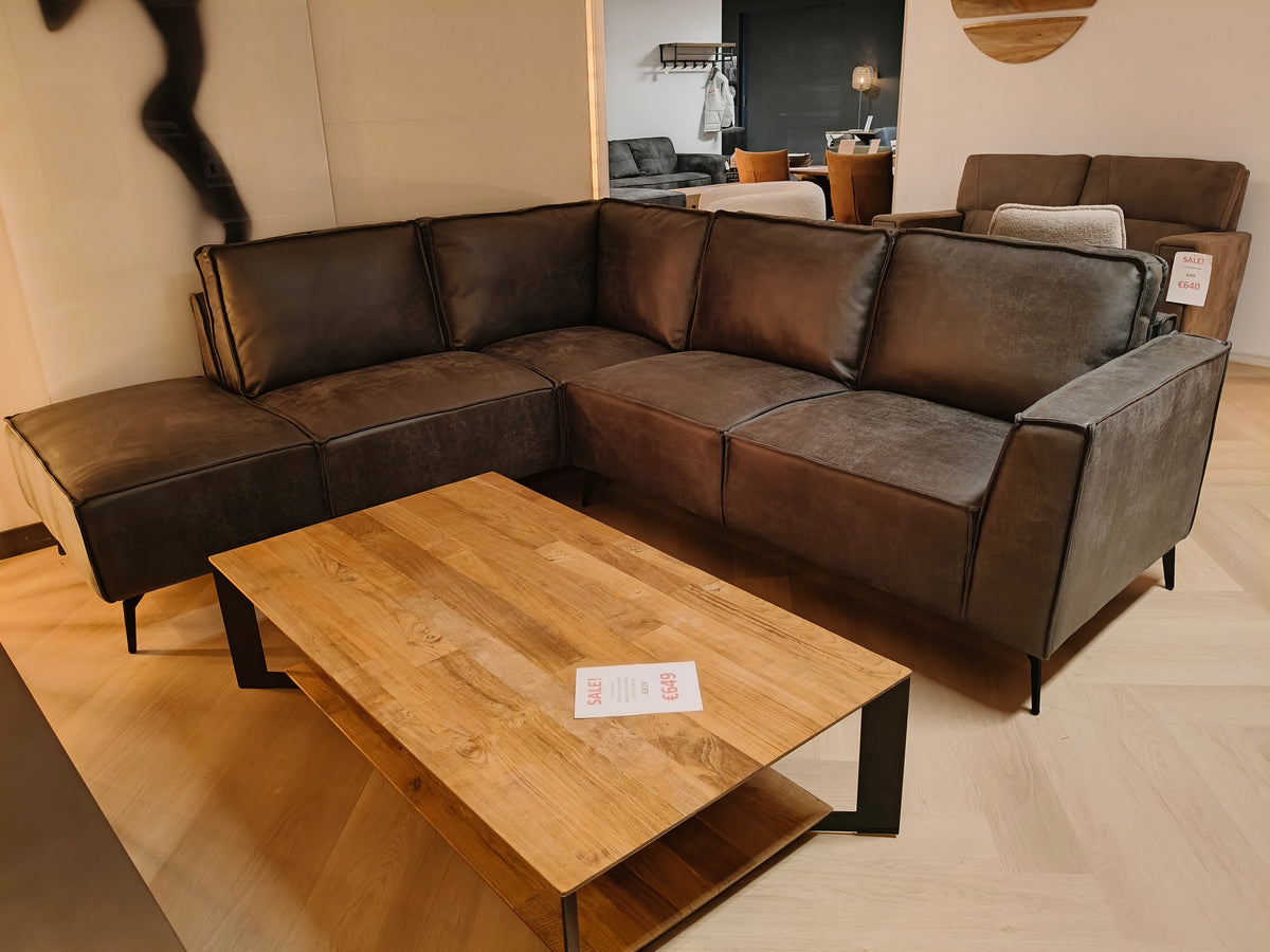 Hoekbank Rens - Microleder Antraciet - 230x250 cm