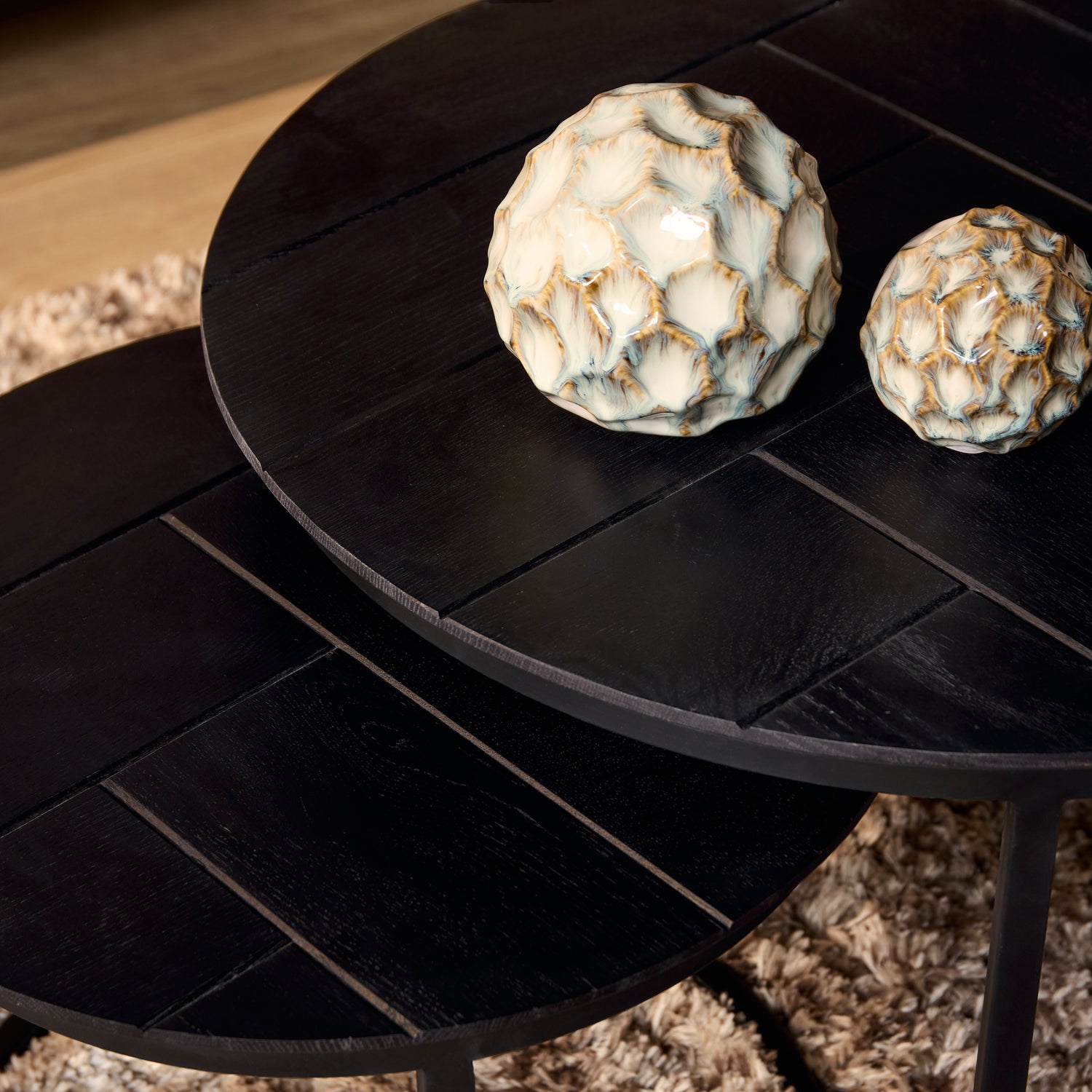 Salontafel Otik Zwart Eiken | 70 cm | set van 2