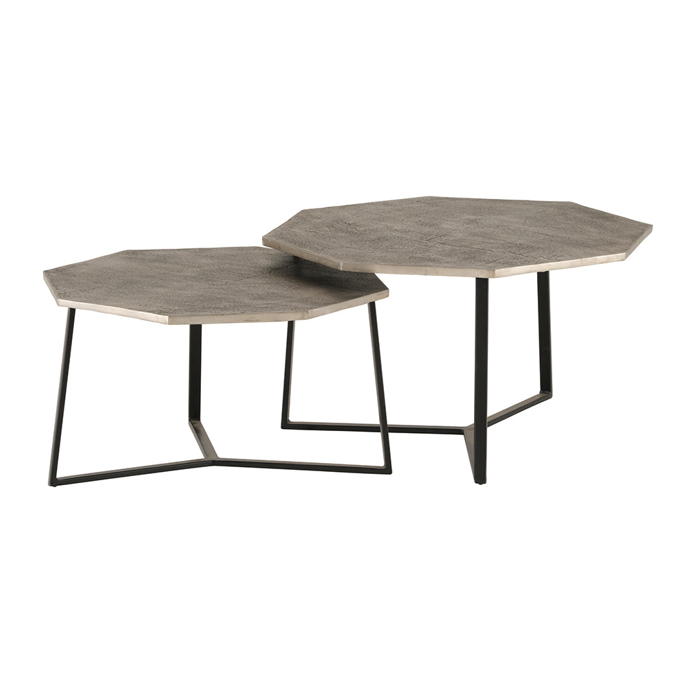 Ancona salontafel, set van 2, Zilver antiek