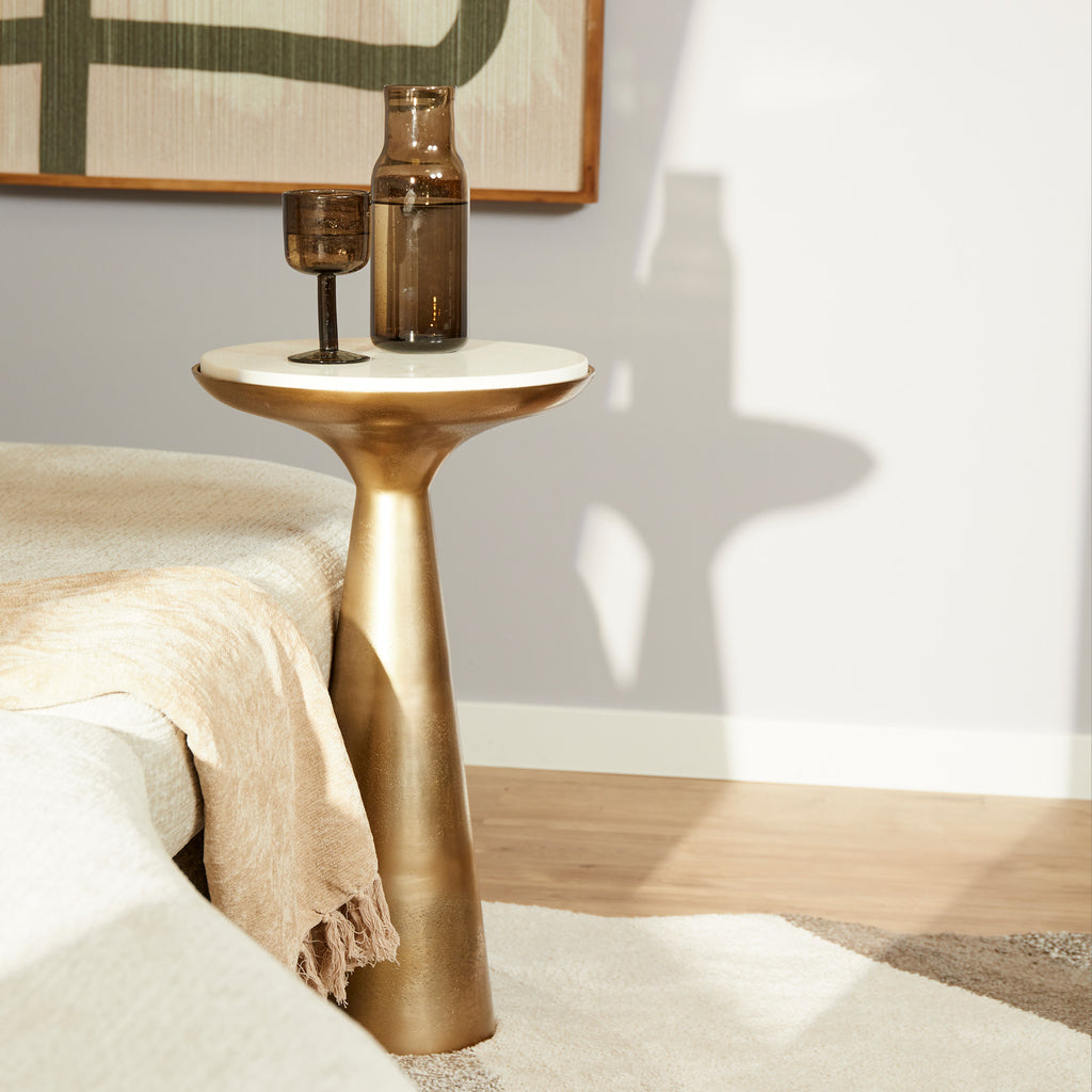 Side table Essy Small | White marble 38 cm