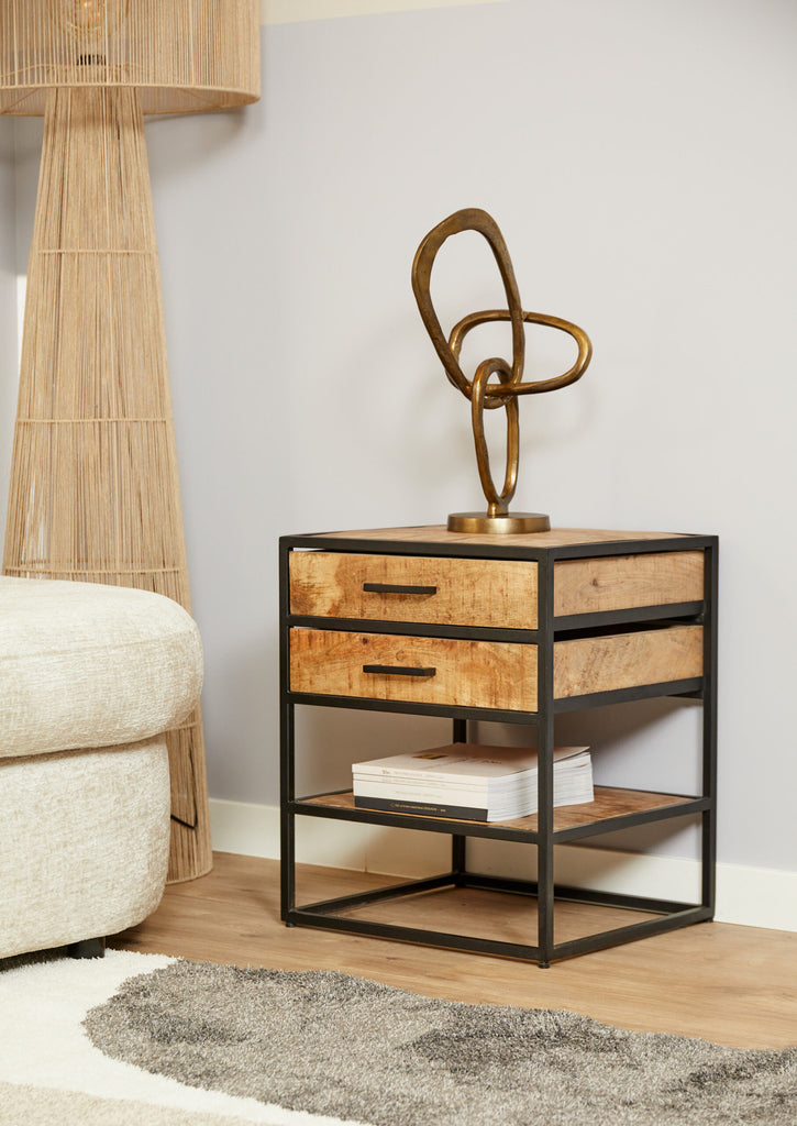 Side table/nightstand Denver | Mango wood and metal