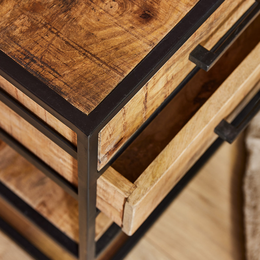 Side table/nightstand Denver | Mango wood and metal