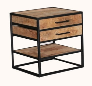 Side table/nightstand Denver | Mango wood and metal