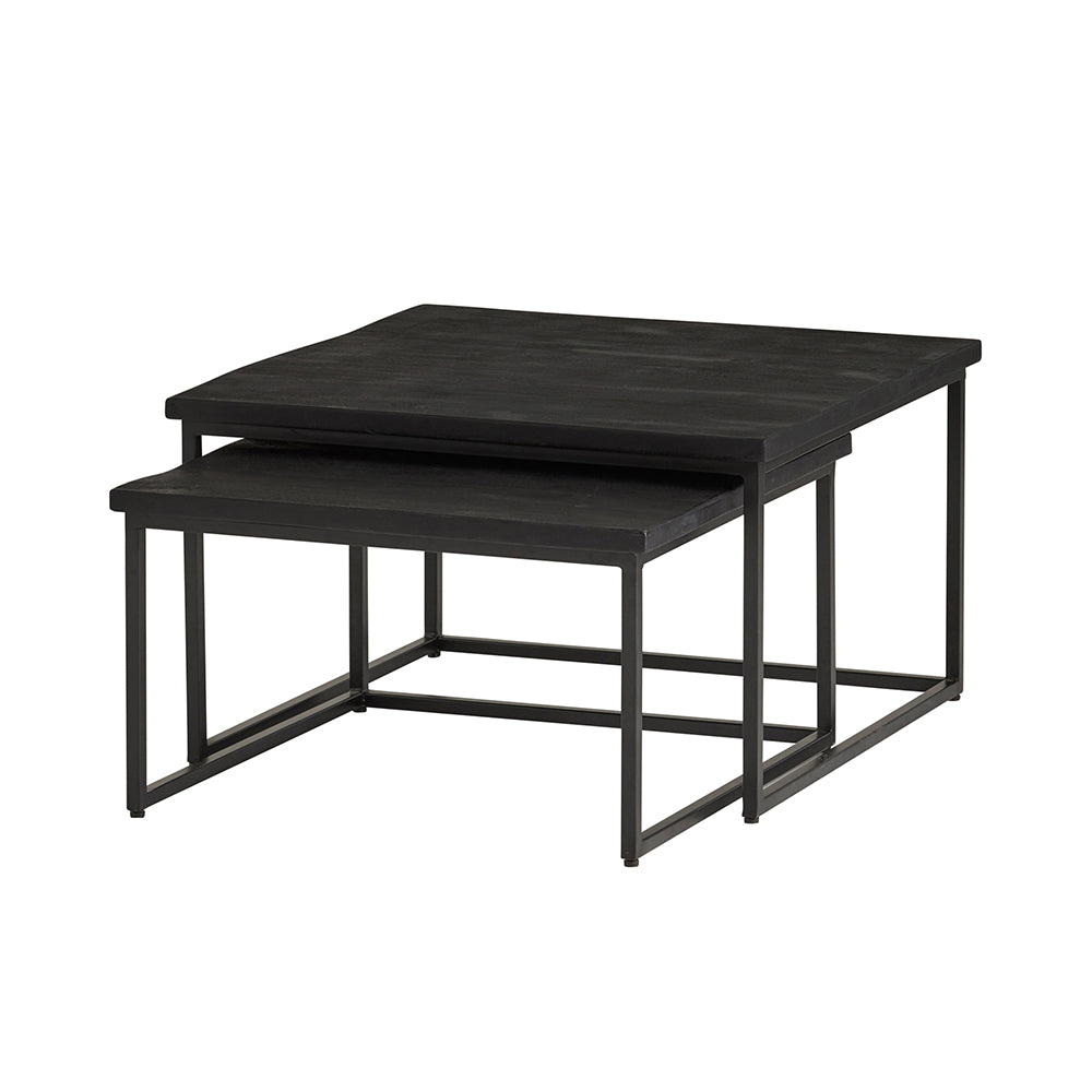 Zwarte Cuba vierkante salontafel set van 2 Big