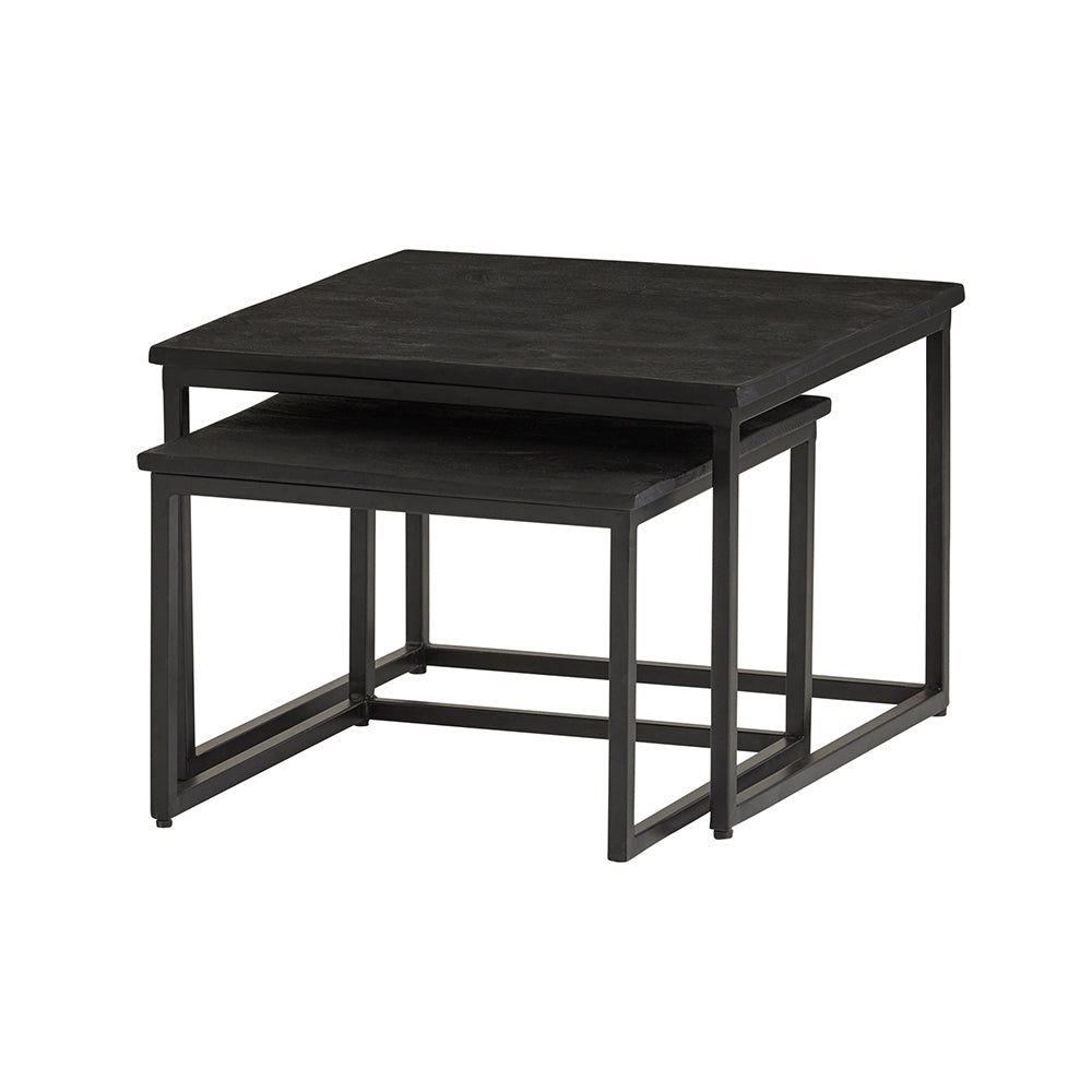 Zwarte Cuba vierkante salontafel set van 2 Medium