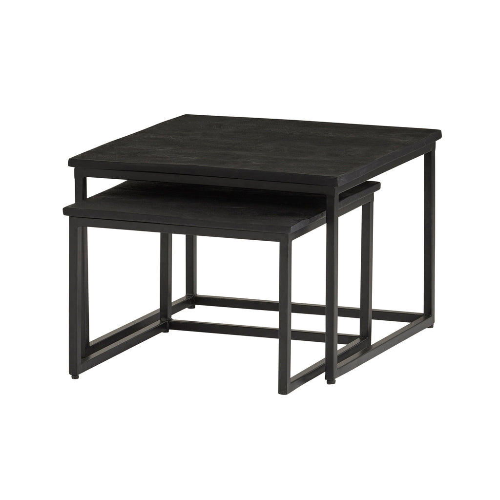 Zwarte Cuba vierkante salontafel set van 2 Medium