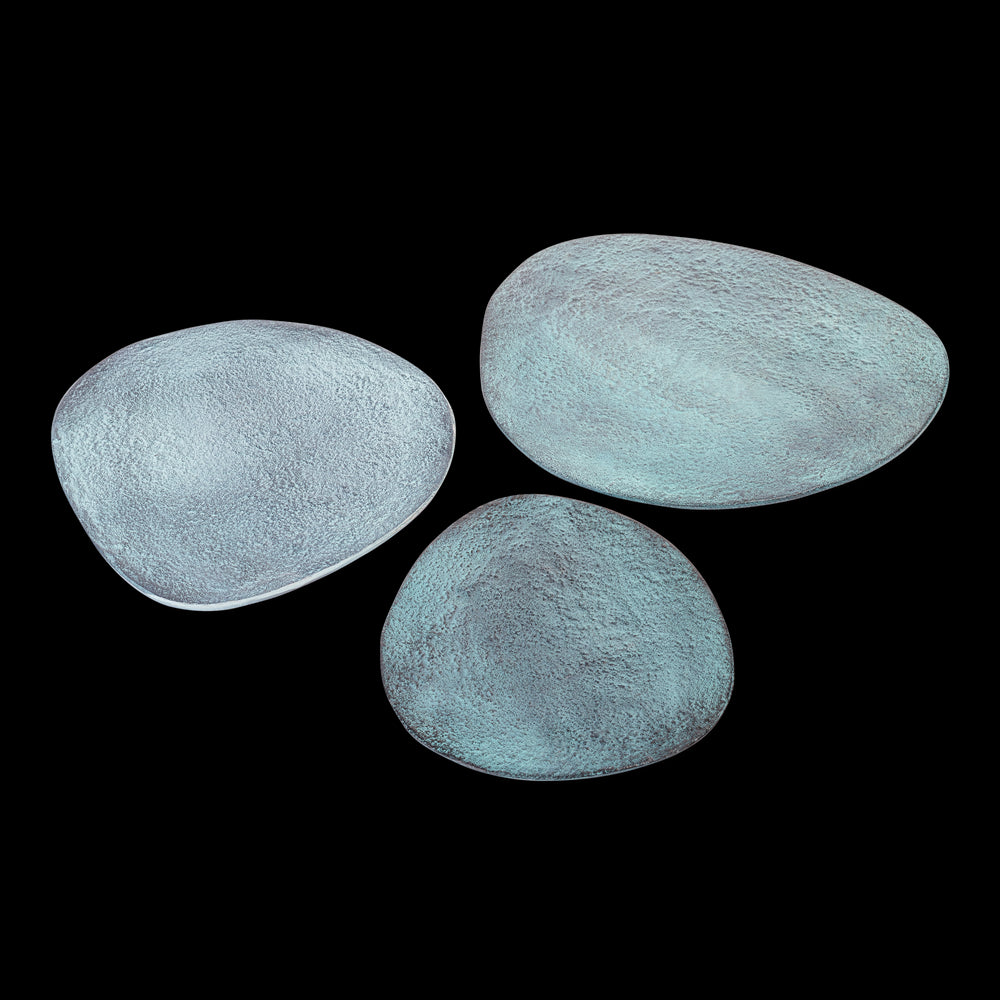 Bord Decoratief Blauw Patina Groot (set van 4)