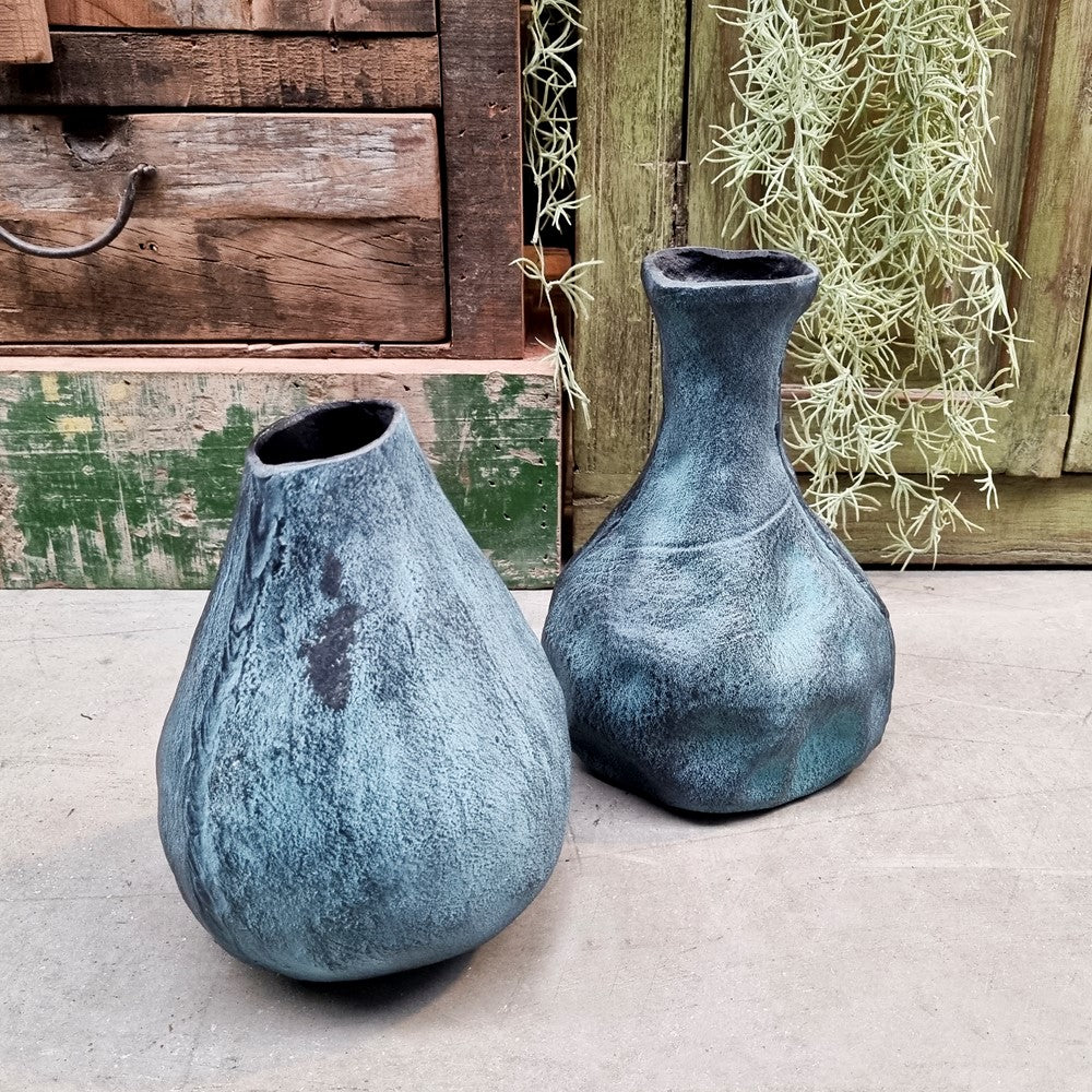 Vaasje Blauw Patina (set van 4)