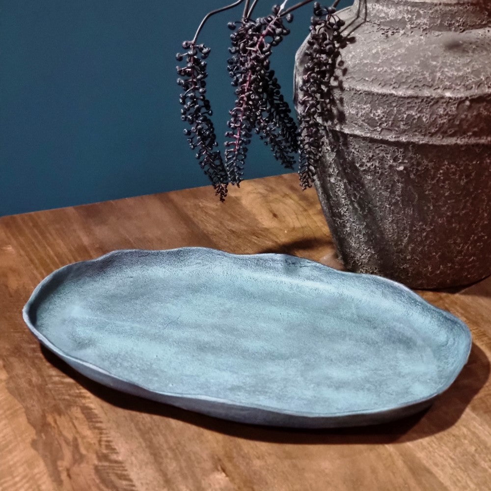 Bord Ovaal Blauw Patina 50,5 (set van 4)