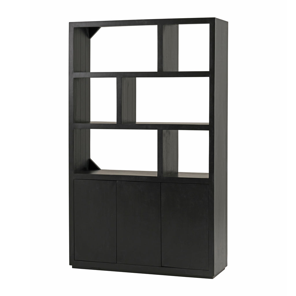 Bookcase 140 with 3 doors and 6 open compartments.