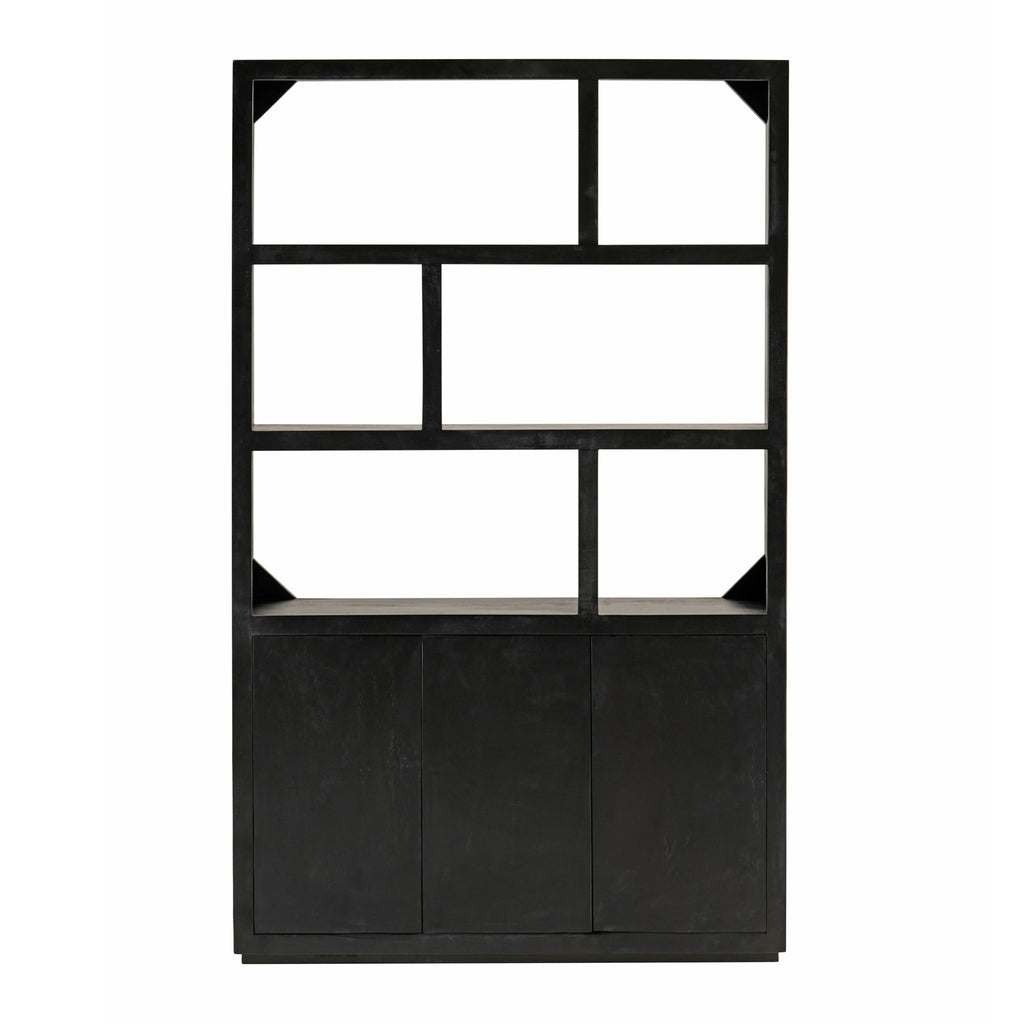 Bookcase 140 with 3 doors and 6 open compartments.