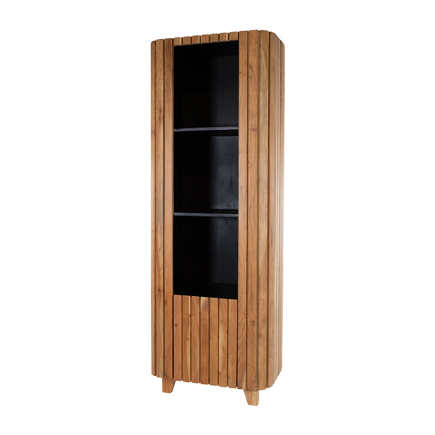 Bookcase 190 with 1 door and 3 open compartments, Acacia Natural