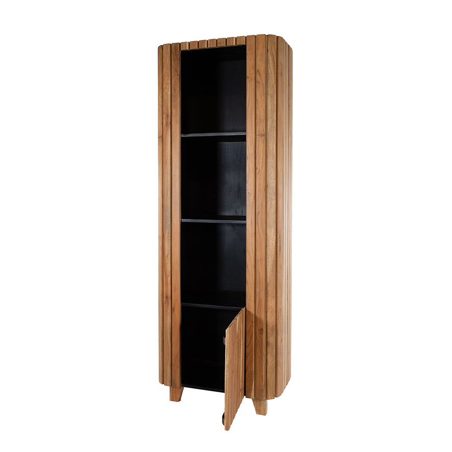 Bookcase 190 with 1 door and 3 open compartments, Acacia Natural