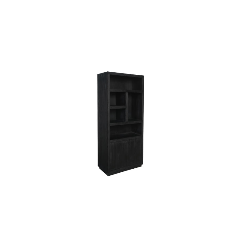 Bookcase Brussels Black | 5 compartments - 2 doors