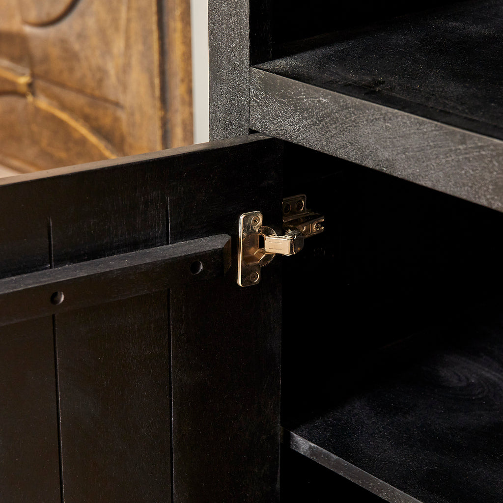 Bookcase Brussels Black | 5 compartments - 2 doors