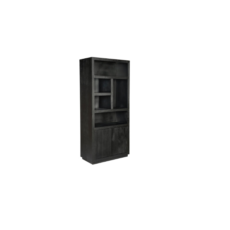 Bookcase Brussels Black | 5 compartments - 2 doors