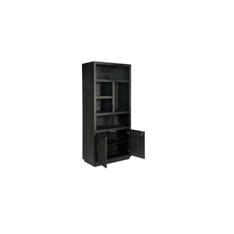 Bookcase Brussels Black | 5 compartments - 2 doors