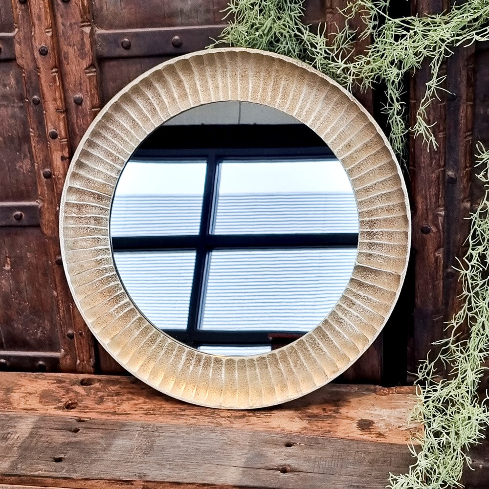 Round Antique Copper Mirror