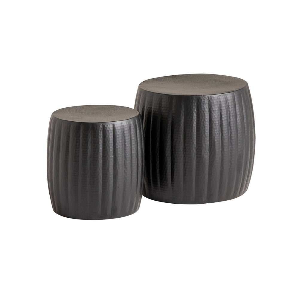 Klassieke bijzettafel set van 2, mat zwart