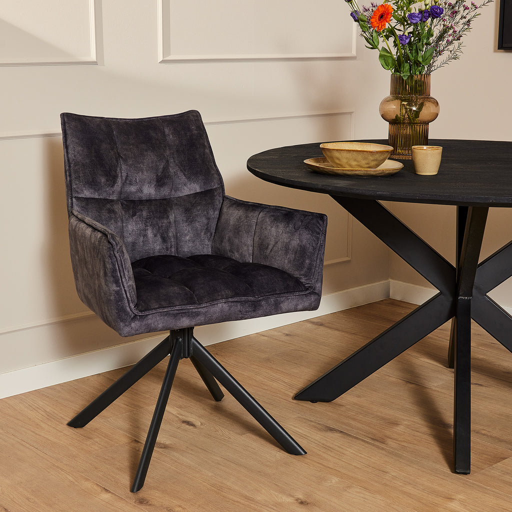 Eetkamerstoel Dani | Velvet Antraciet (Set van 2)